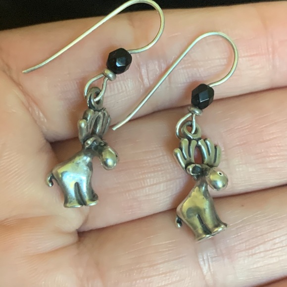 Sunwest Silver Co. Sterling Moose Drop Earrings - Picture 2 of 8